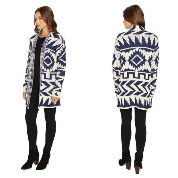 Roxy Sweaters - Roxy Southwest Chunky Knit Open Front Longline Cardigan Sweater Size Medium